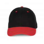 Casquette - 6 panneaux KP188 - Black / Red personnalisable - Vue de face