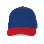Casquette - 6 panneaux KP188 - Royal Blue / Red personnalisable - Vue de face