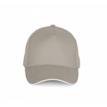Casquette - 5 panneaux KP189 - Beige / White personnalisable - Vue de face