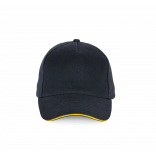 Casquette - 5 panneaux KP189 - Navy / Yellow personnalisable - Vue de face