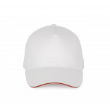 Casquette - 5 panneaux KP189 - White / Red personnalisable - Vue de face