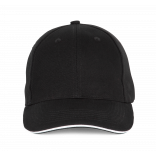 Casquette Baseball avec sandwich - 6 panneaux KP196 - Black / White personnalisable - Vue de face