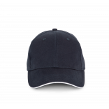 Casquette en coton biologique à sandwich contrasté - 6 panneaux KP198 - Navy / White personnalisable - Vue de face