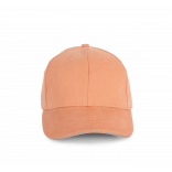 Casquette en coton biologique à sandwich contrasté - 6 panneaux KP198 - Peach / Metal Grey personnalisable - Vue de face