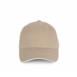 Casquette en coton biologique à sandwich contrasté - 6 panneaux KP198 - Wet Sand / White personnalisable - Vue de face