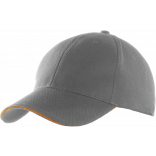 Casquette sport KP207 - Grey / Orange personnalisable - Vue de face