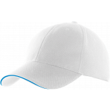 Casquette sport KP207 - White / Aqua Blue personnalisable - Vue de face