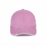 Casquette vintage effet déchiré - 6 panneaux KP235 - Washed Dark Pink personnalisable - Vue de face