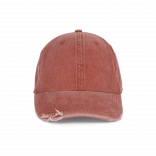 Casquette vintage effet déchiré - 6 panneaux KP235 - Washed Orange Brick personnalisable - Vue de face