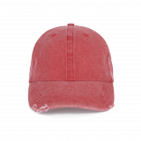 Casquette vintage effet déchiré - 6 panneaux KP235 - Washed Red personnalisable - Vue de face