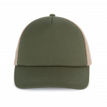 Casquette trucker 5 panneaux en coton canvas - K-up Gold Label KP240 - Clover Green / Beige Sand personnalisable - Vue d