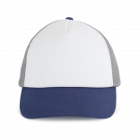 Casquette trucker 5 panneaux en coton canvas - K-up Gold Label KP240 - White / Mood Indigo / Frost Grey personnalisable 