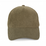 Casquette 5 panneaux en velours KP250 - Dark Olive personnalisable - Vue de face