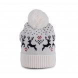 Bonnet de Noël motifs rennes KP512 - Natural / Night Navy personnalisable - Vue de face