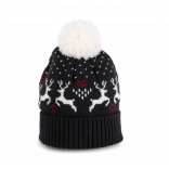 Bonnet de Noël motifs rennes KP512 - Night Navy / Natural personnalisable - Vue de face