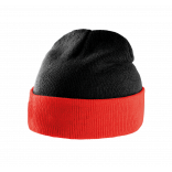 Bonnet bicolore avec revers KP514 - Black / Red personnalisable - Vue de face