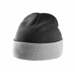 Bonnet bicolore avec revers KP514 - Dark Grey / Light Grey personnalisable - Vue de face