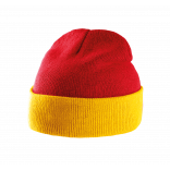 Bonnet bicolore avec revers KP514 - Red / Yellow personnalisable - Vue de face