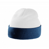 Bonnet bicolore avec revers KP514 - White / Navy personnalisable - Vue de face