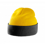 Bonnet bicolore avec revers KP514 - Yellow / Black personnalisable - Vue de face