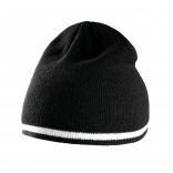 Bonnet bande bicolore contrastée KP515 - Black / White / Black personnalisable - Vue de face