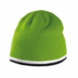 Bonnet bande bicolore contrastée KP515 - Lime / White / Black personnalisable - Vue de face