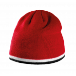 Bonnet bande bicolore contrastée KP515 - Red / White / Black personnalisable - Vue de face