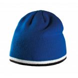 Bonnet bande bicolore contrastée KP515 - Royal Blue / White / Black personnalisable - Vue de face