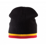 Bonnet bande bicolore contrastée KP515 - Black / Yellow / Red personnalisable - Vue de face