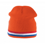 Bonnet bande bicolore contrastée KP515 - Orange/Red/White/Cobalt blue personnalisable - Vue de face