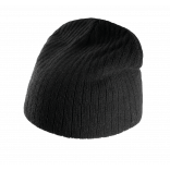 Bonnet tricot côtelé KP517 - Black personnalisable - Vue de face