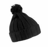 Bonnet à pompon avec revers KP519 - Black personnalisable - Vue de face