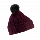 Bonnet à pompon avec revers KP519 - Burgundy / Dark Grey personnalisable - Vue de face