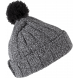 Bonnet à pompon avec revers KP519 - Grey Melange / Dark Grey personnalisable - Vue de face