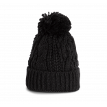 Bonnet en maille tricot KP550 - Black personnalisable - Vue de face