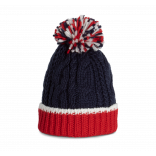 Bonnet en maille tricot KP550 - Red / White / Navy personnalisable - Vue de face