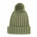 Bonnet à pompon KP563 - Warm Olive personnalisable - Vue de face