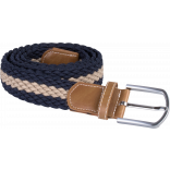 Ceinture tressée élastiquée KP805 - Navy / Beige personnalisable - Vue de face
