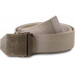 Ceinture à boucle en métal KP813 - Beige / Old Brass personnalisable - Vue de face