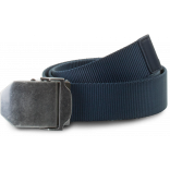 Ceinture à boucle en métal KP813 - Navy / Old Silver personnalisable - Vue de face
