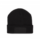 Bonnet recyclé avec patch et doublure Thinsulate™ KP891 - Black personnalisable - Vue de face