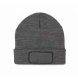 Bonnet recyclé avec patch et doublure Thinsulate™ KP891 - Grey Heather personnalisable - Vue de face
