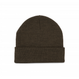 Bonnet recyclé avec revers tricoté KP892 - Dark Khaki personnalisable - Vue de face