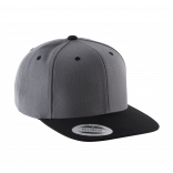 Casquette visière plate - 6 panneaux KP910 - Dark Grey / Black personnalisable - Vue de face