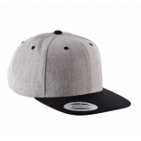 Casquette visière plate - 6 panneaux KP910 - Heather Grey / Black personnalisable - Vue de face