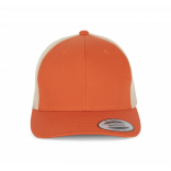 Casquette Trucker modèle rétro - 6 panneaux KP912 - Rustic Orange / Beige personnalisable - Vue de face