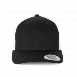 Casquette Trucker modèle rétro - 6 panneaux KP912 - Black / White personnalisable - Vue de face