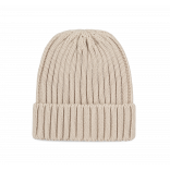 Bonnet à double côte et revers KP953 - Light Sand personnalisable - Vue de face