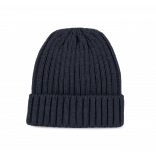 Bonnet à double côte et revers KP953 - Navy personnalisable - Vue de face