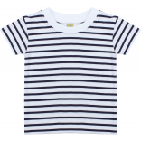 T-shirt rayé manches courtes LW027 - White / Oxford Navy personnalisable - Vue de face